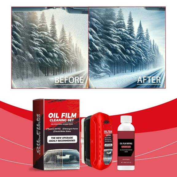 Auto Windshield Cleaner Kit , Auto Film Brush with 2 Extra Cleaners,2024 Upgraded Auto Film Removal Brush,Windshield Glass Cleaning Plate,Hydrophobic Glass Coating for Automobiles