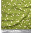 thumbnail image 1 of Soimoi Green Crepe Silk Fabric Dot,Leaves & White Flower Floral Fabric Prints By Yard 42 Inch Wide, 1 of 1