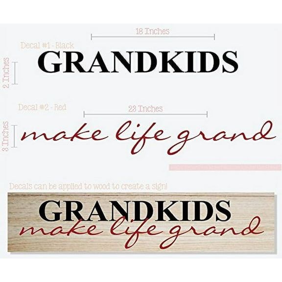 Grandkids Make Life Grand Wall Letters Vinyl Decal Stickers Wall Art, 23x4.5-inch, Black/Red