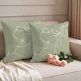 thumbnail image 2 of Sage Green Outdoor Waterproof Pillow Covers, Minimalist Abstract Modern White Art Decorative Square Throw Pillowcase Sofa Cushion Sham for Patio/Couch/Chair, 16"x16" 2 Pack, 2 of 8