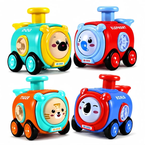 Bobyy.Duck Kids Train Toys, Animal Car Vehicles Set, Push Go Pull Back Toy Cars for Toddlers, Cute Cartoon Educational Learning Gift for Boys Girls