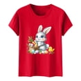 thumbnail image 6 of VKOYWKM Women's Easter Bunny Tshirts Funny Rabbit Eggs Print T-Shirts Cute Graphic Tees Short Sleeve Loose Fit Crew Neck Holiday Tops Easter Shirts, 6 of 6