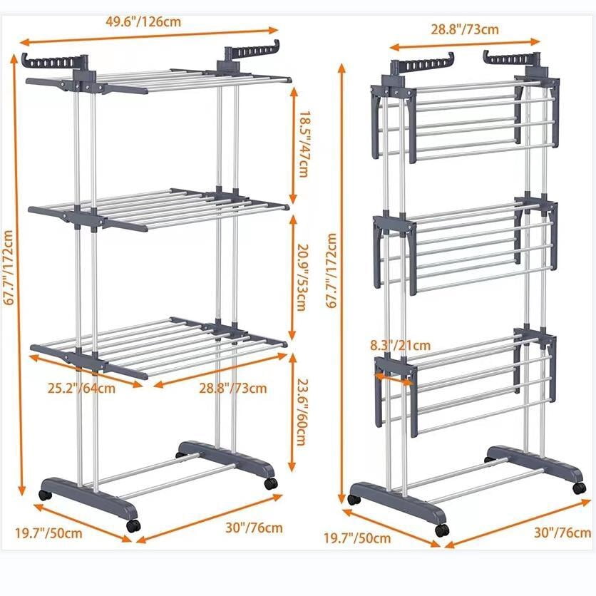 Clothing Garment Rack Heavy Duty Freestanding Metal Clothes Stand Double Rail Hangers Shoe Shelves, Black