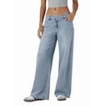 thumbnail image 3 of Women'S Wide Leg Jeans High Waisted Stretchy Straight Leg Jeans Trendy Loose Denim Pants Light Blue XL, 3 of 9