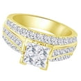 thumbnail image 2 of AFFY Princess & Round Cut White Natural Diamond Three Row Square Frame Cluster Ring In 10k Yellow Gold (2 cttw) Ring Size-7, 2 of 2