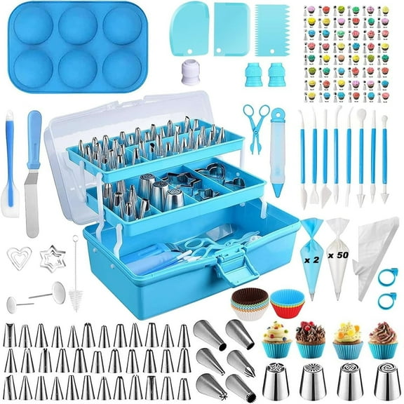LQQBOX Cake Decorating Tools Piping Bags & Tips Set 236 Pcs, Cake Decorating Kit with Piping Tips,Cake Decorating Supplies with Frosting Tips&Bags Cupcake Cookie Decorating Supplies Gifts for Kids