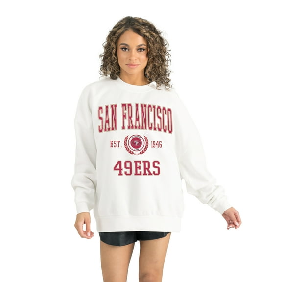 Women's Gameday Couture White San Francisco 49ers Timeless Triumph Premium Fleece Pullover Sweatshirt