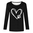 thumbnail image 4 of Womens Tops 3/4 Sleeve Shirts Cute Dog Paw Printed Sweatshirt Crewneck Pullover Top Loose Cotton Sweaters Long Sleeve Tunic Top Casual Sweatshirt for Womens Casual Tee Shirts 03-Black M, 4 of 4