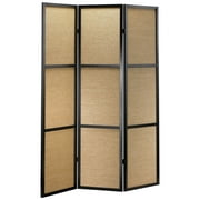 Adesso 3 Panel Woven Bamboo Room Divider with Black Frame - 52W x 70H in.