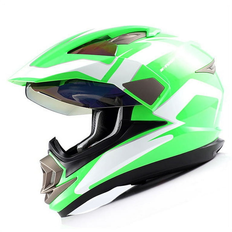 1Storm Dual Sport Helmet Motorcycle Full Face Motocross Off Road Bike HGXP14A Racing Green White Walmart