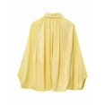 thumbnail image 4 of Women'S Puffy Bombers Jacket Oversized Street Casual Batwing Sleeve Lapel Pleated Shirt with Zipper Yellow M, 4 of 7