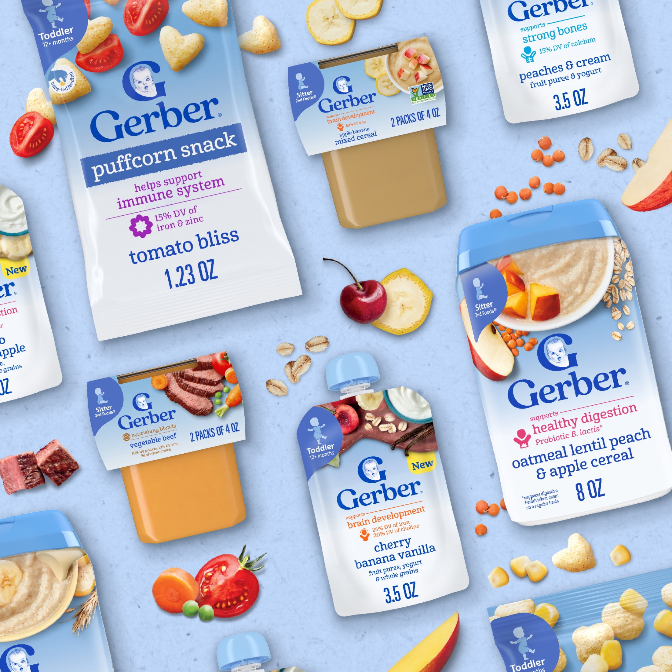(8 pack) Gerber Stage 2 Baby Food, Turkey Rice Puree Tub, Baby Puree, 2PK 8 oz