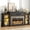 Wood Grain Black, variant on Aphthongs 85" Fireplace with Mantel, Tall Fireplace TV Stand with 36" Fireplace for TVs Up to 95 Inch, LED Farmhouse  Entertainment Center with Power Outlets Adjustable Shelves, Carved Decoration