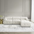 thumbnail image 3 of Aukfa 93" Sectional Sofa, Living Room Modular Couch with Ottoman, Pillow Top Arms, Velvet, Beige, 3 of 10