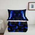 thumbnail image 5 of Gaming Full Size Comforter Sets Teen Game Controller Bedding Set 3Pcs Gamer Comforter For All Season,Blue And Black Geometric Checkered Quilt Set For Young Men,Soft Lightweight, 5 of 8