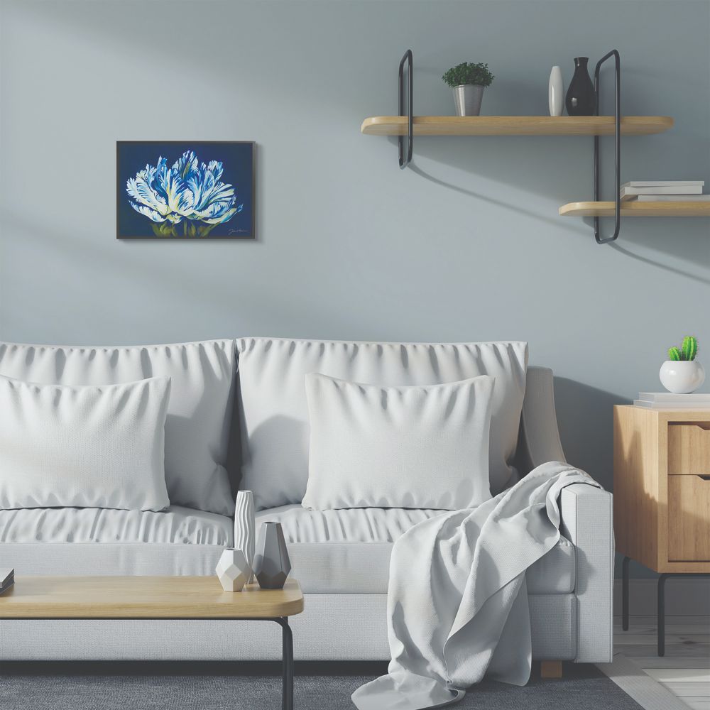 Stupell Industries Flower Shape Blue Green Painting Framed Wall Art by Third and Wall