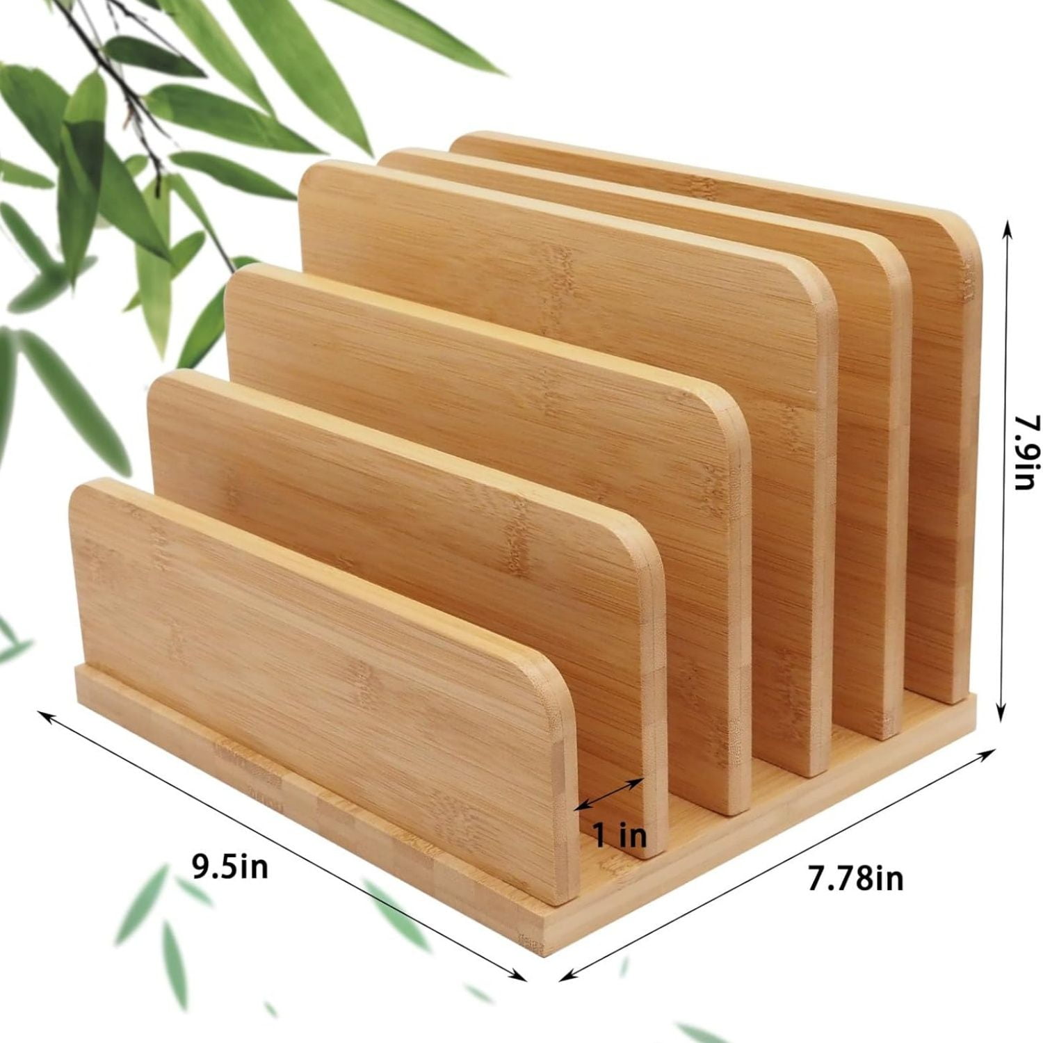 Desk File Mail Organizer Countertop 5 Slots Bamboo Folder Sorter Holder for Letter Envelope Paper Bill Filing Desktop Tray Organizer for Office & Home