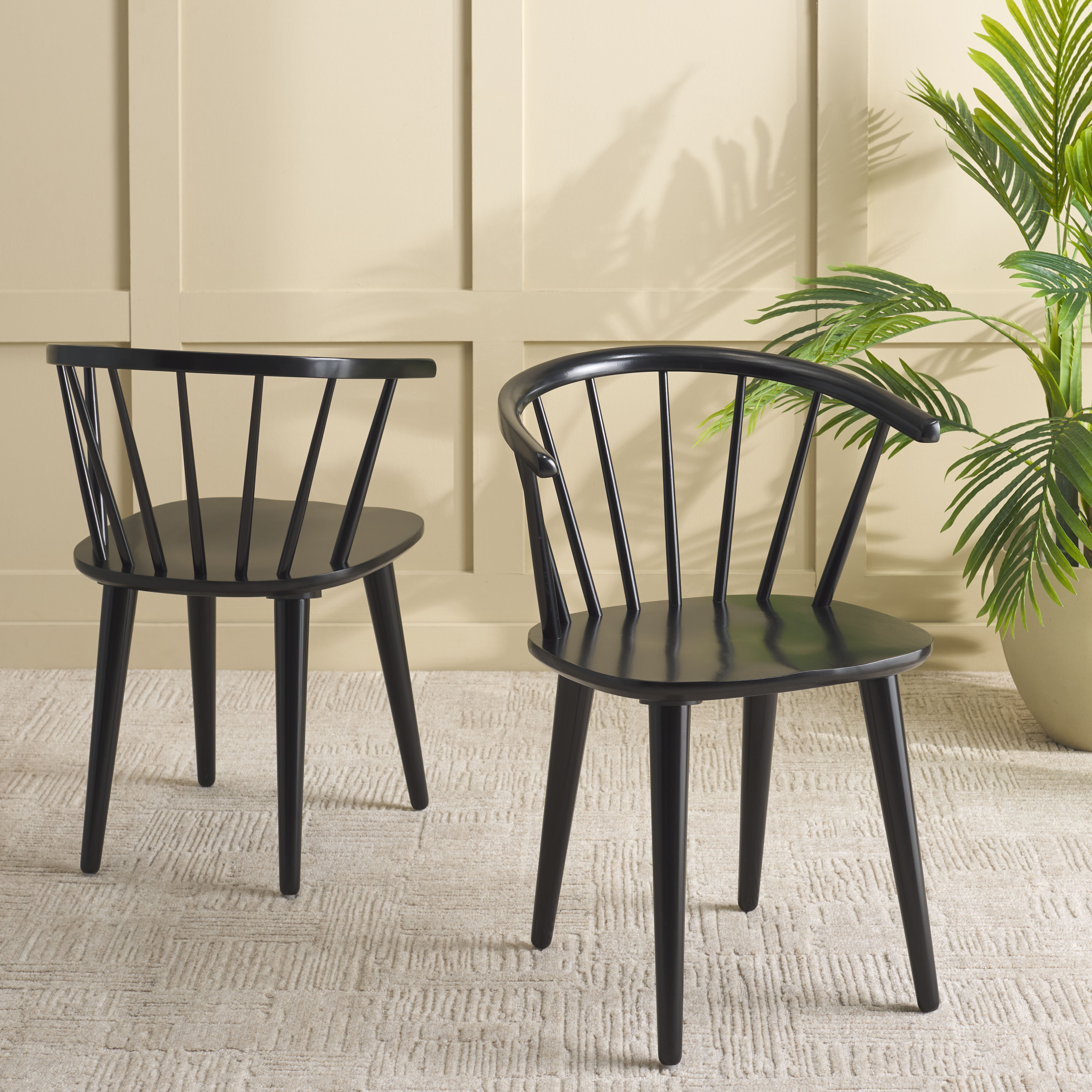 Safavieh Mandalyn Mid-Century Wood Dining Side Chairs, Black (Set of 2)