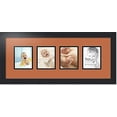 thumbnail image 1 of collage photo frame double mat with 4 - 4x5 openings with  black frame and red orange mat., 1 of 2