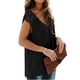 thumbnail image 2 of Camiseta de mujer Encaje Cuello en V Sin mangas Casual Loose Girl Summer Top, Negro, XL Methold AP001333-04, 2 of 6