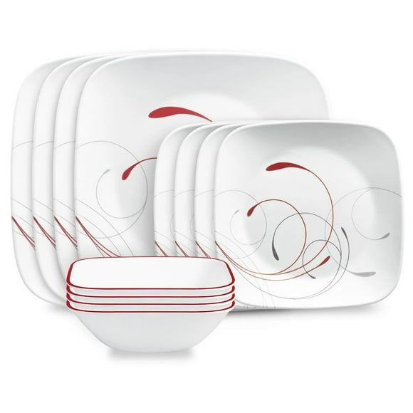 Corelle Pure White 12-Piece Square Glass Dinnerware Set (Service for 4), Corelle® 12pc set