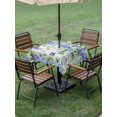 thumbnail image 3 of Outdoor Tablecloth with Umbrella Hole and Zipper, Purple Hydrangea Square Table Cloth 54x54 Inch Waterproof Tablecloth, Spring Eucalyptus Butterfly Grey Wooden Picnic Table Cover for Patio Camping, 3 of 7