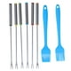 thumbnail image 1 of Juego de 2 accesorios para parrilla, utensilio de acero inoxidable, tenedor para Barbacoa, cepillo de silicona, juego de herramientas para barbacoa para cocina y patio trasero, 1 of 8