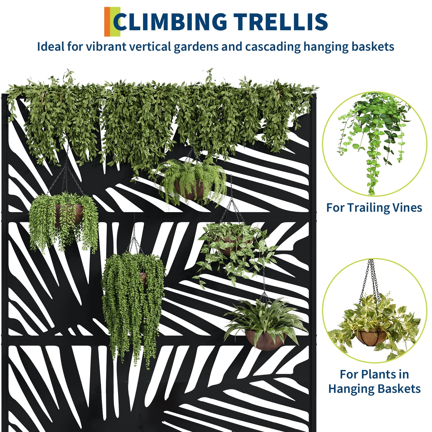 Ataucjin 16" Deep Planting Bed with Drainage Holes,Metal Planter Box with Trellis, Raised Garden Bed with Wheels, Deep Privacy Screen for Climbing Plants,47"X16"X71"