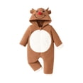 thumbnail image 4 of Otqutp Baby Deer Full Zip Hooded Bodysuit Soft Plush Animal Jumpsuit Newborn Long Sleeve Warm Romper Casual Infant Outfit for Christmas, 4 of 7