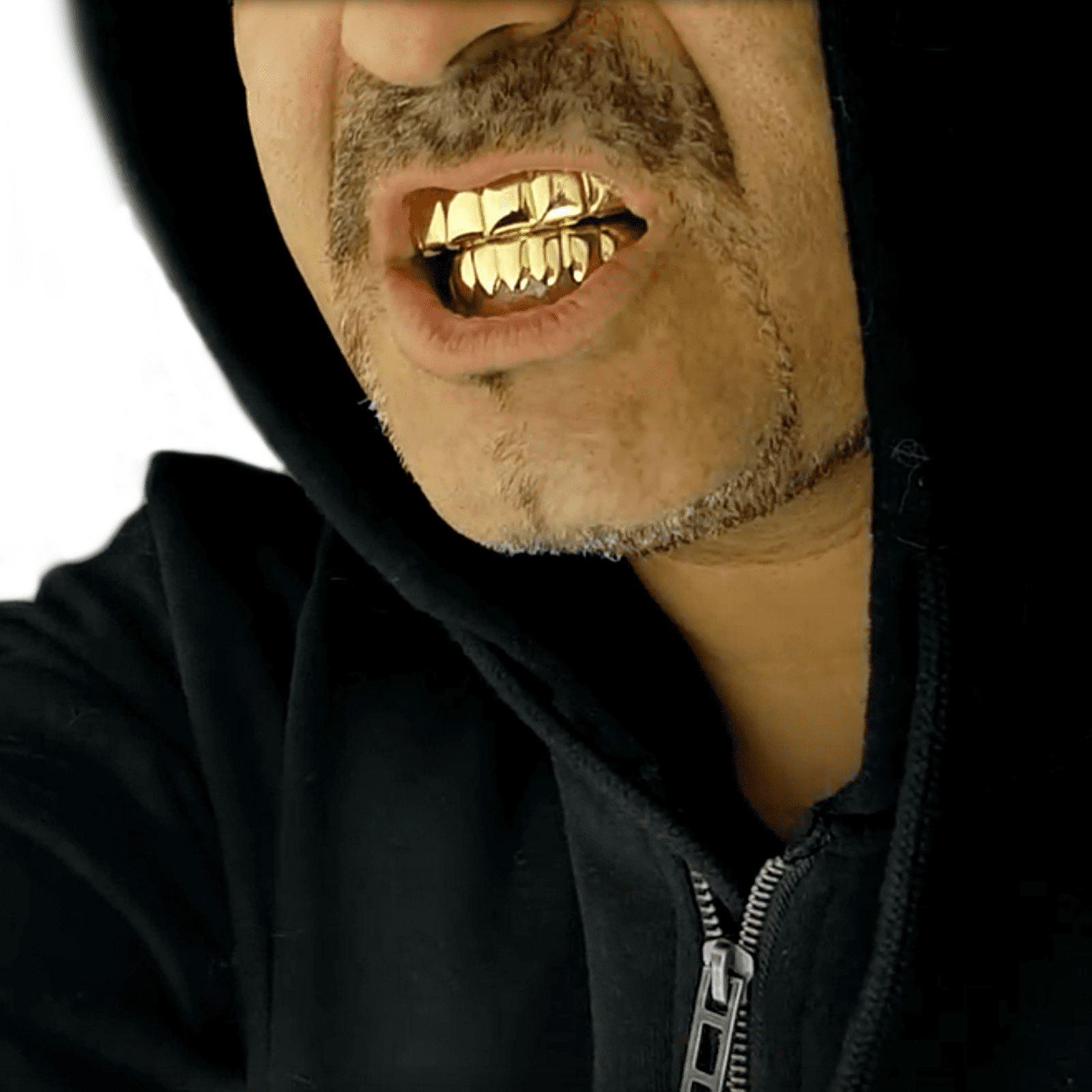 14K Gold Plated Hip Hop Grill 6 Top Teeth & 6 Bottom Teeth Grills Set Iced Out Rapper Mouth Grill