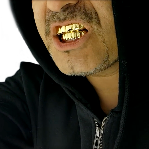 Bling Cartel Men's Grillz Set Gold Finish Six Top & Bottom 6 Teeth
