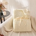 thumbnail image 3 of Sonive Ivory Throw Blanket, Acrylic Knit Warm Soft Cozy Breathable Decorative Couch Cover Versatile for Travel, Couch, Bed, Sofa, 60" × 80", 3 of 8