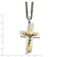 thumbnail image 3 of Chisel  Stainless Steel Brushed and Polished Yellow IP-plated Crucifix on a 24 inch Curb Chain Necklace, 3 of 4