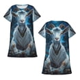 thumbnail image 5 of Salouo Forest Meditating Goat Print Short Sleeve Sleepshirt for Womens Comfy Nightgown Scoopneck Cute Nightdress Ruffle -Small, 5 of 7