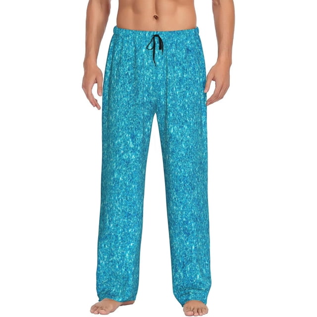 Kdxio Blue Glitter Pattern Men's Pajama Pants, Elastic Waist with Drawstring and Pockets, Comfortable Loungewear-Large