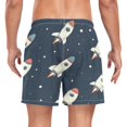 thumbnail image 2 of FORMRS Mens Swim Trunks Mesh Liner Quick Dry Casual Beach Board Shorts with Pockets, Sizes S-2XL, Rocket Pattern, 2 of 9