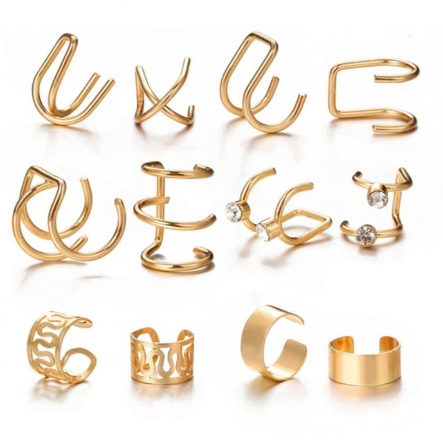 Ear Cuffs Alloy Fashion 6 Pairs Rhinestone Non-piercing Cuff Earrings Ear Clips