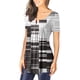 thumbnail image 3 of Puntoco Mujeres Moda V-Cuello Gradiente Impreso Túnica tops Botones Camiseta de manga corta Puntoco Puntoco-362, 3 of 6
