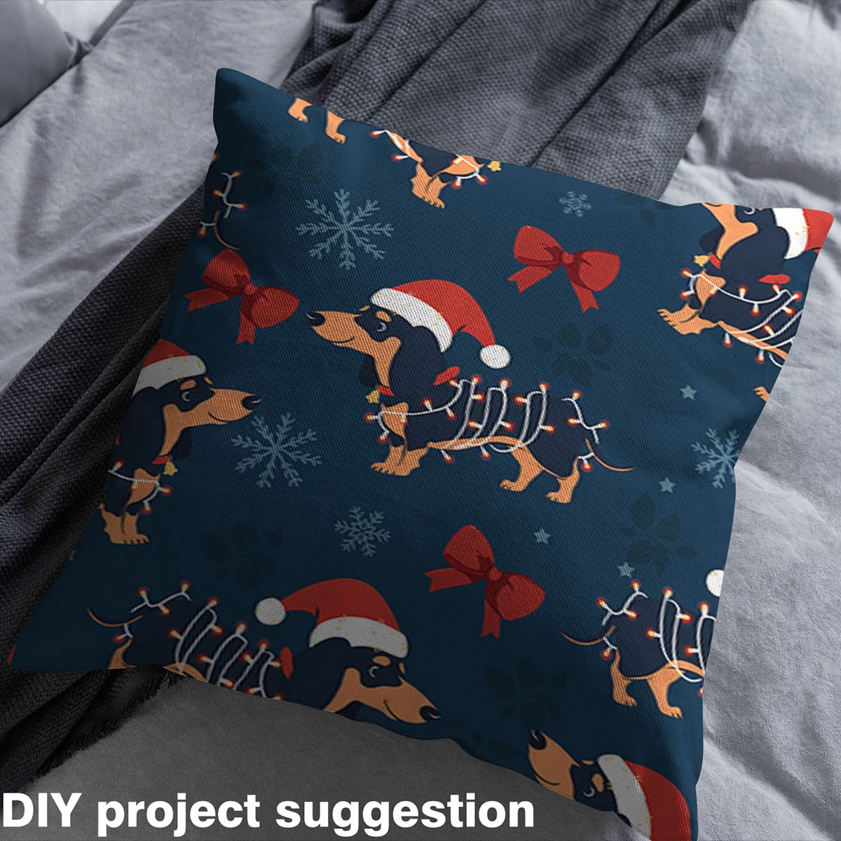 Homewish Pet Animal Dogs Fabric by the Yard 3 Yard,Kawaii Dachshund Sewing Fabric,Red Kawaii Bowtie Ribbon Room Decor Fabric by the Yard For Boys Girls,Lightweight Room Decor