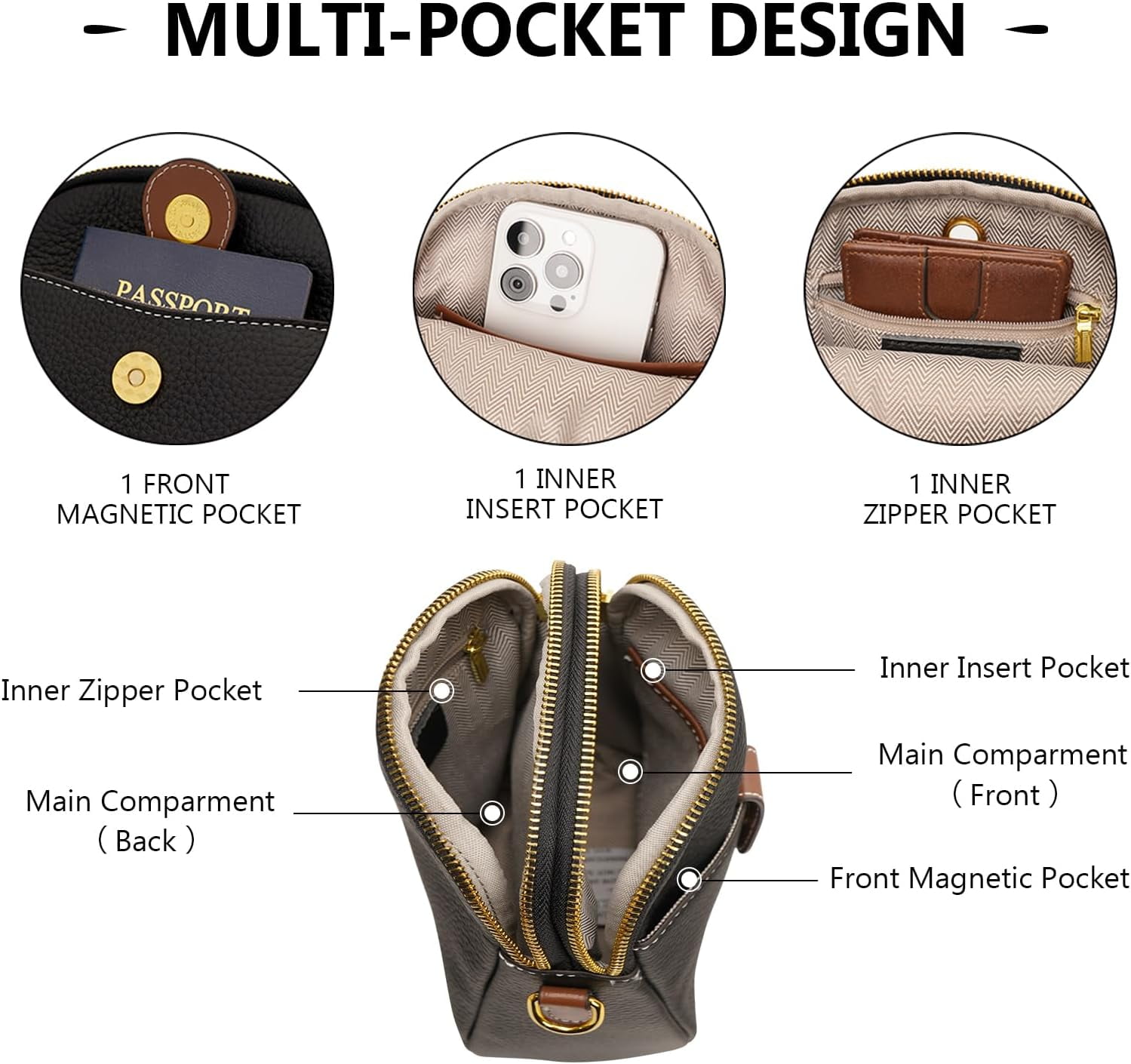 Small Crossbody Bags For Women, Genuine Leather Small Crossbody Purses For Women Cell Phone Crossbody Wallet Purses