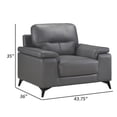 thumbnail image 2 of Pemberly Row 36" Accent Chair in Dark Gray Top Grain and Faux Leather Metal Legs, 2 of 11