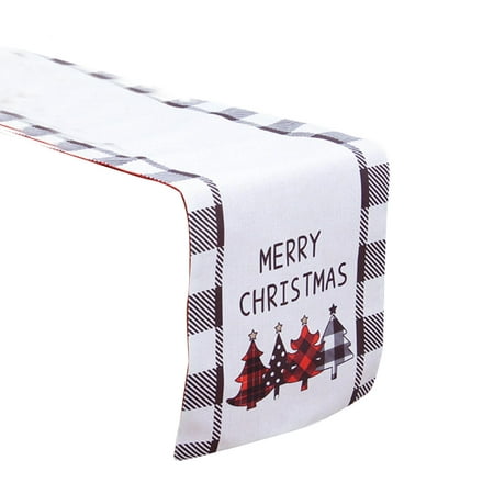 

YUNx Christmas Table Runner Double Layer Seasonal Wrinkle Free Tear Resistant Thicker Anti-scratch Cotton Flax Xmas Snowman Santa Claus Winter Dining Table Runner for Kitchen