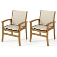 thumbnail image 1 of Costway 2 PCS Outdoor Dining Chairs Acacia Wood Patio Chairs with Breathable Fabric Seat, 1 of 8