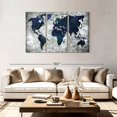 thumbnail image 2 of Elephant Stock Deep Blue World Map Wall Art - Horizontal Multi Panel Canvas - Living Room Wall Decor - Map Multi Panel - Gray And Blue Decor - 74" x 48", 2 of 8