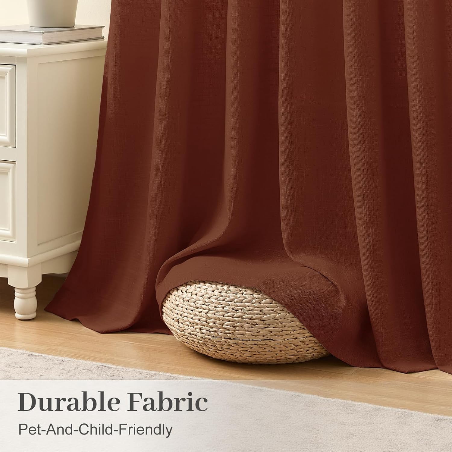 Galenzoov 40×84 inch 2 Panels Pinch Pleated Linen Curtains for Home, Light Filtering Airy & Privacy Protection Breathable Window Drapes for Bedroom, Living room, Office, Chestnut Brown