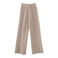 thumbnail image 4 of TrendOFT Womens Wide Leg Pants Waffle Knit High Waisted Casual Slacks Work Pants Business Palazzo Trousers with Pockets Lounge Flowy Pants Beige One Size, 4 of 4