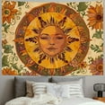 thumbnail image 2 of Creowell  Yellow Sun and Moon Tapestry Hippie Indie Tapestries Boho Orange Flower Floral Tapestry Wall Hanging Cool Vintage Aesthetic Wall Tapestry for Bedroom Living Room Dorm  40x30inch, 2 of 6