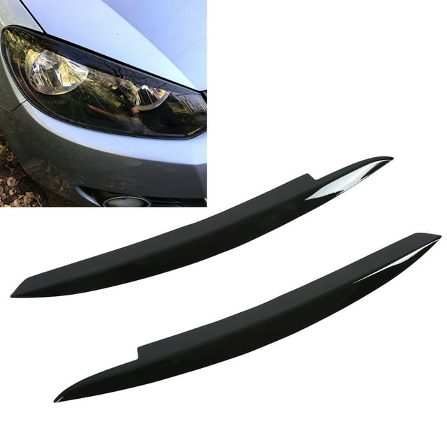 Headlight Pair Car Headlight Eyebrows Left Right Glossy Black Modification Replacement For 6 MK6 2008-2012