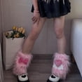 thumbnail image 6 of Japanese Plush Leg Sleeves Stylish Winter Accessory for Women 3D Heart and Bowknot Thick Leg Warmers Boot Covers, 6 of 8
