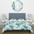 thumbnail image 3 of Designart "Breezy Coastal Ikat In Blue And White III" Ikat Bedding Covert Set - Victorian Bed Set With 2 Shams, 3 of 5